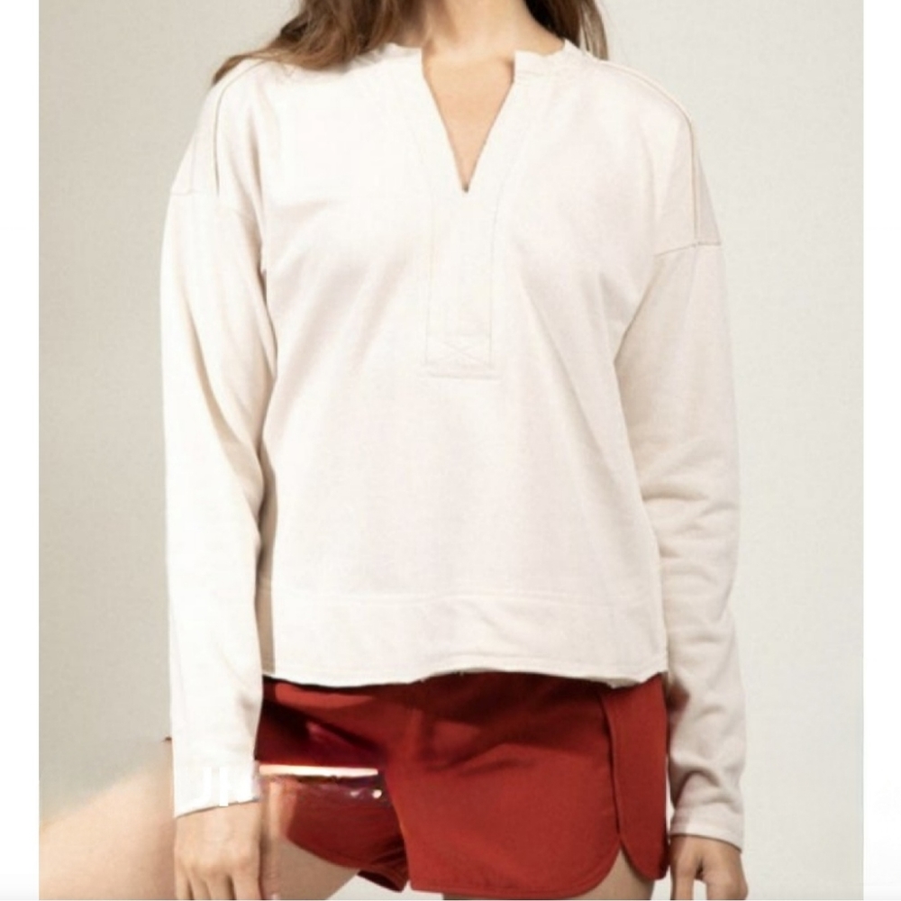 Lina knit cream ivory raw hem top Size Small